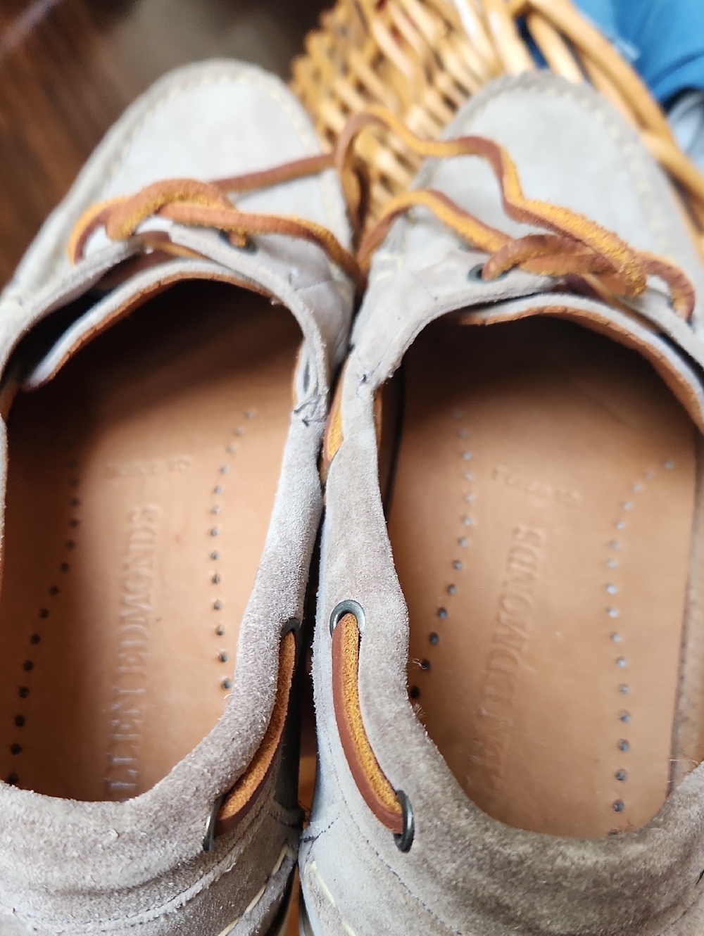 Allen Edmonds Force 10 sz 8.5 Port Washington Boat Shoes Suede Taupe - Picture 11 of 16